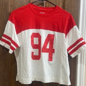 Old Navy Women’s Red and White Number Tee